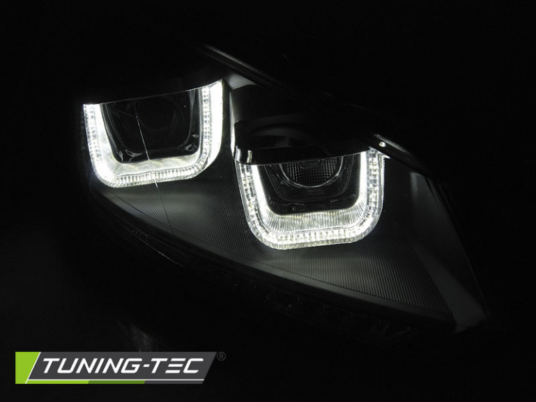 LED Tagfahrlicht Scheinwerfer für VW Golf 6 08-12 schwarz im Golf 7 Design mit dynamischem LED Blinker